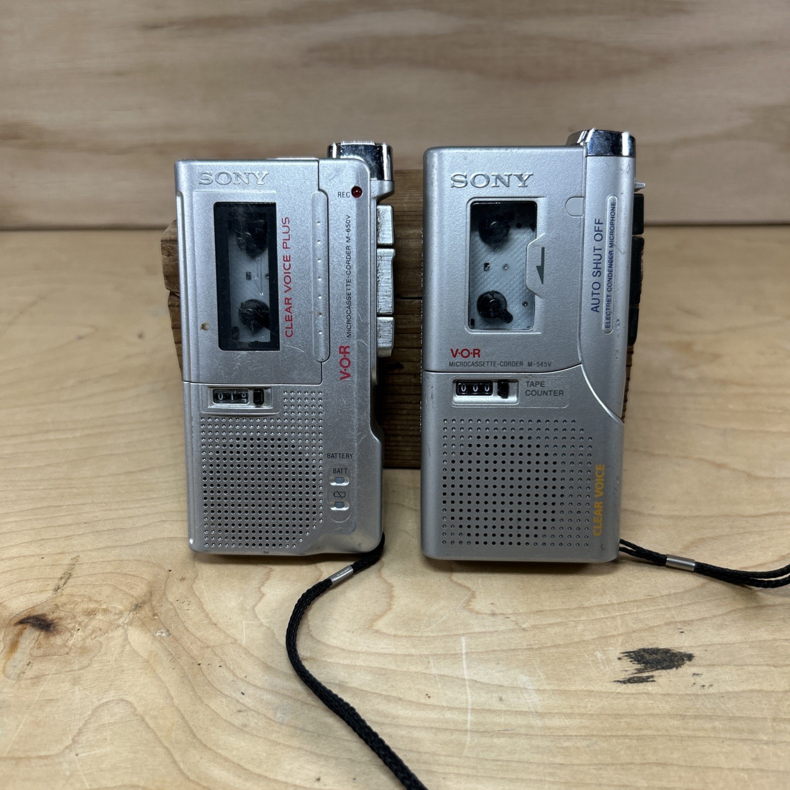 2 Sony Clear Voice V-O-R Microcassette Recorder M-545V & M-6