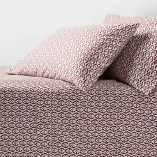 King 400 Thread Count Holiday Performance Sheet Set Woodblock Leaf - Threshold