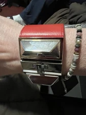 Saint Laurent Leather (red) Bracelet With Silver Hardware BNIB