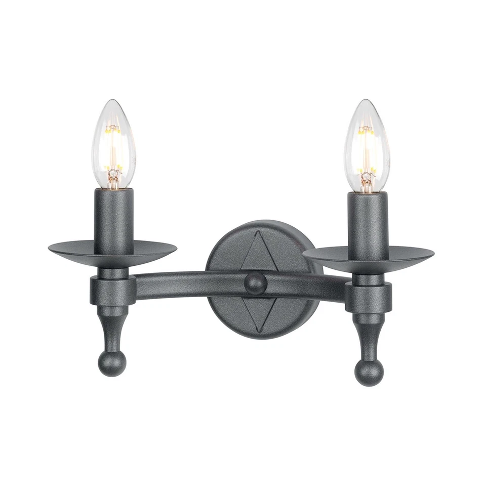 Wandleuchte CAMELOT 9 Schmiedeeisen Schwarz B:31cm Wohnzimmer Schlafzimmer Lampe - Bild 1 von 1