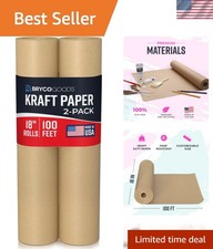 Versatile 2-Pack Brown Kraft Paper Rolls - Perfect for Moving, Wrapping & Crafts
