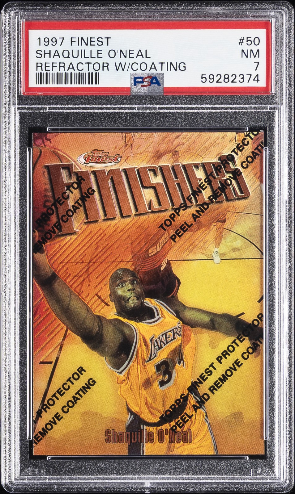 1997 FINEST REFRACTOR W/COATING #50 SHAQUILLE O'NEAL PSA 7