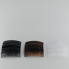 VTG 80s Lot Side Hair Combs Accessories Black Faux Tortoise Clear
