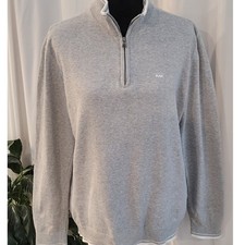 Michael Kors Mens Quarter Zip Sweater Gray Mock Neck Pullover Large MK Logo