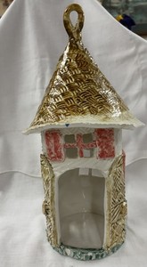 Handmade Pottery Clay fairy houses /birdhouse