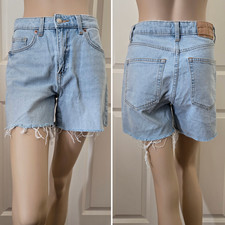 H M Denim Shorts Distressed Cutoff Frayed Hem SZ 6