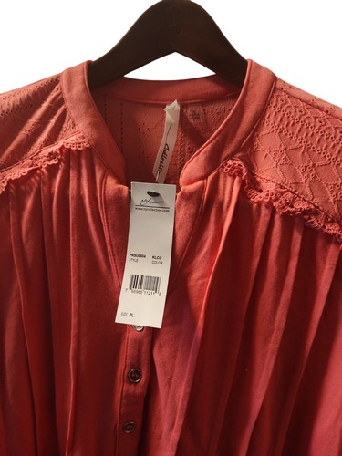 NY Collection Women's Coral Y-Neck Long Sleeve Pleat Top Petite Size L - Bild 7 von 14