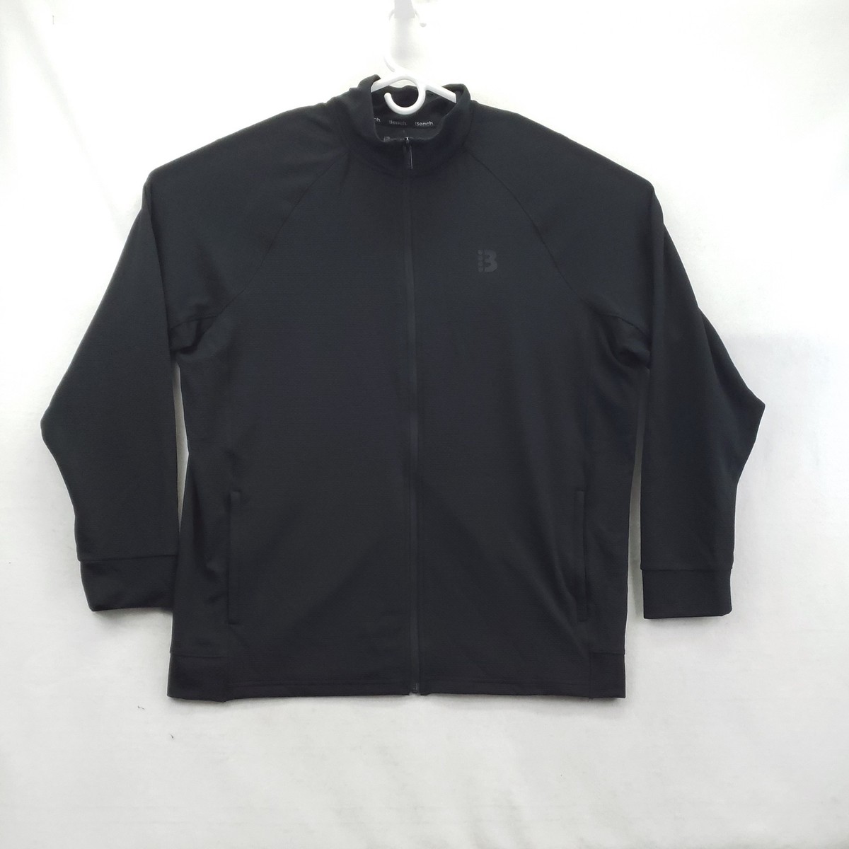 Bench Track Jacket Mens XL Black Textured Full Zip Athletic