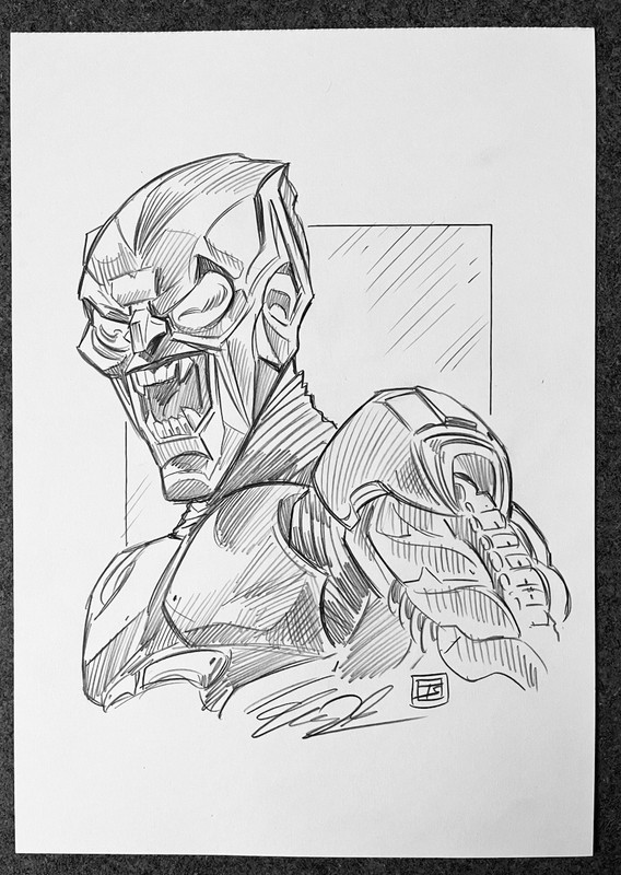 Green Goblin WILLEMIN Dafoe Spider-Man PENCIL SKETCH by Tim Shinn