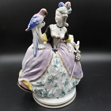 Rokokodame Papagei Karl Ens Volkstedt Porzellanfigur