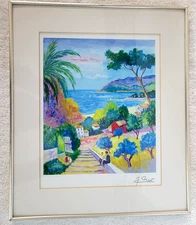 Jean Claude Picot Paysage Aux 3 Enfants Signed Framed 11" By 13" Paradise