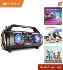 Bluetooth Speaker Portable 30W Stereo Boombox with Lights Subwoofer Durable
