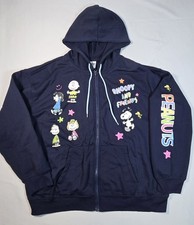 Peanuts Snoopy and Friends Women's Jr. XXL 20 Navy Blue Graphic Zip Hoodie