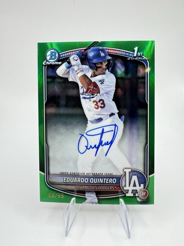 2025 Bowman Eduardo Quintero True Green /99 Auto RC Dodgers  - Picture 1 of 4