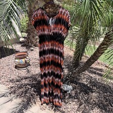 Cristina Love Women’s Orange and Black Zigzag Maxi Dress - Size XL - NWT