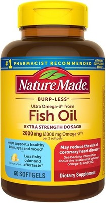 Nature Made Extra Strength Omega-3 Fish Oil 2800 mg   60 Softgels (Burp-Less)