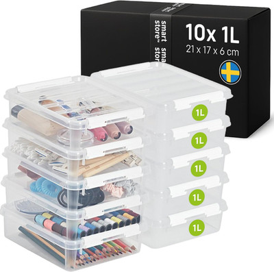 Smartstore - 10X Aufbewahrungsbox Mit Deckel Classic 1L (21X17X6Cm) | Stapelbare