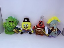 ALL 4 Spongebob Movie Bikini Bottom Glow in the Dark Squarepants Plush 9" Tall