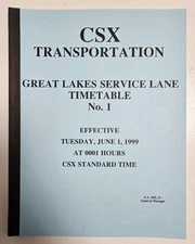 CSX Transportation 1999 Great Lakes Service Lane Timetable No 1- Railroad