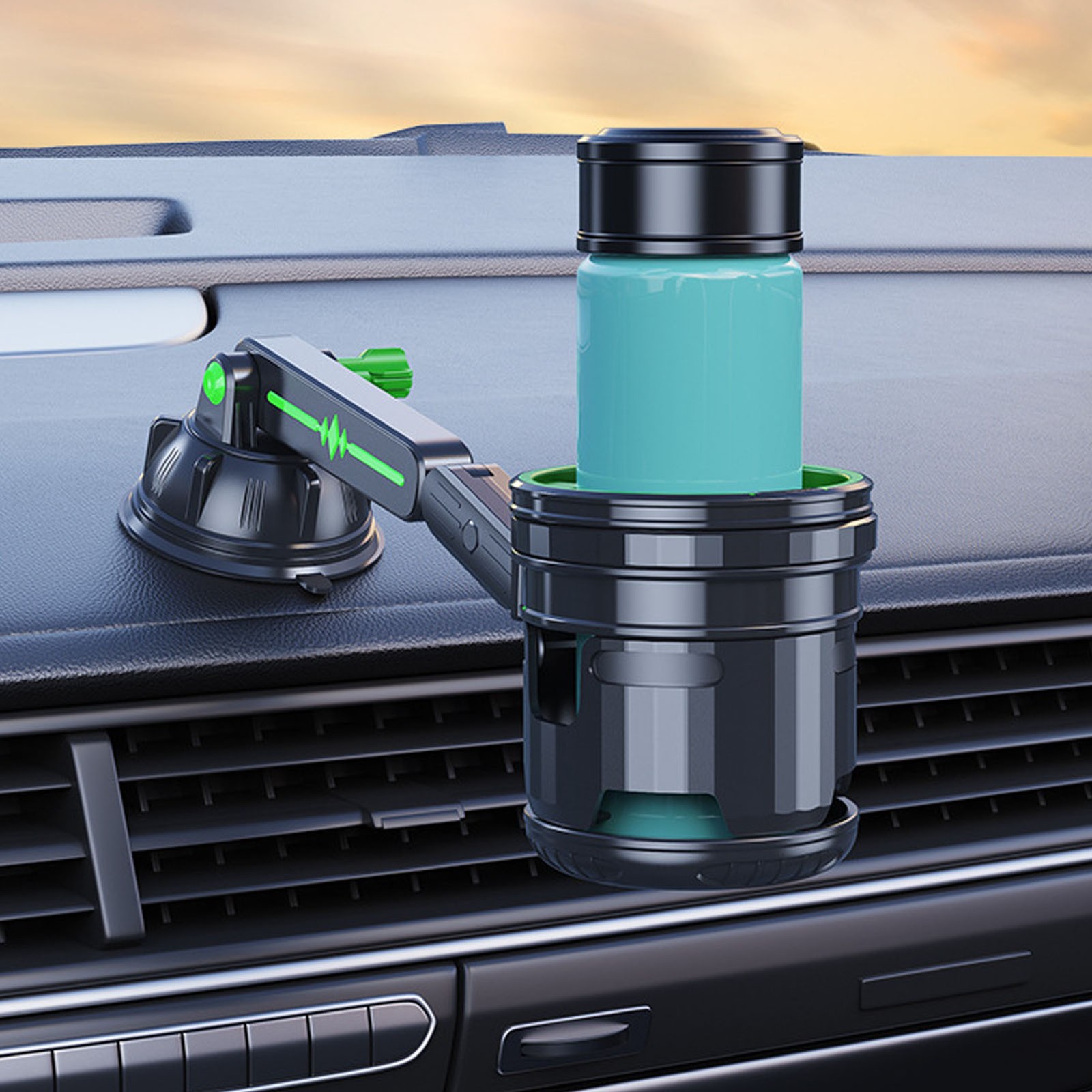 Car Drink Holder Foldable Dual Cup Position Adjustable Vehicle Water Bottle
