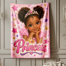 Princess Girl Stars Coral Fleece Blanket Whimsical Bedroom Decor