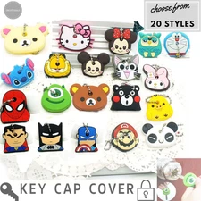 Cartoon Key Cap Cover Tags, Keychain Ring Cute Silicone Keyring Case Head *USA*