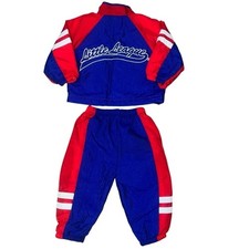 RARE Vintage Little League Official Gear Red Blue Windsuit Tracksuit 18 months