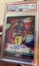2024 topps cosmic chrome - first flight signatures red sig blake corum /5 PSA 9