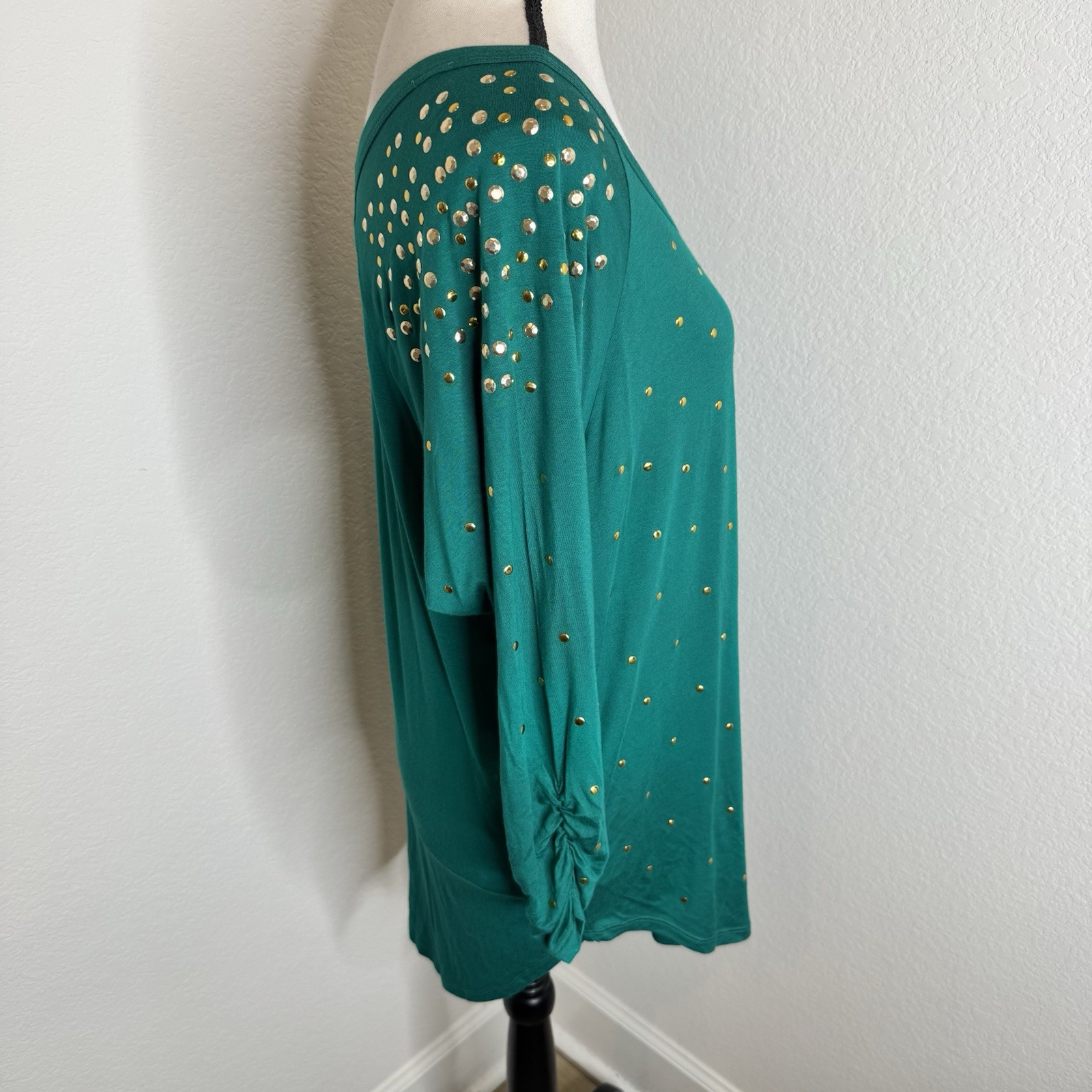 Grace Elements Small Gold Silver Studded Ruched 3… - image 2