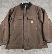 Carhartt Jacket Mens XL Brown Duck Canvas Quilted Lined Workwear Winter Coat