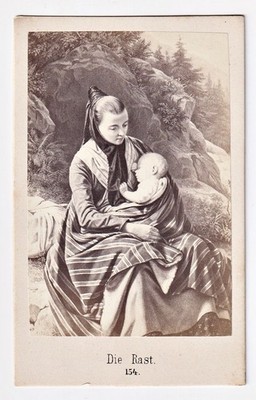 The rest / mother baby child painting painting CDV photo photo 1870