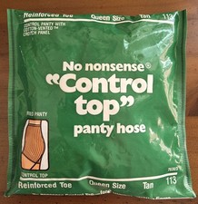 NEW Vintage NO NONSENSE Size Q Reinforced Toe Control Top PANTY HOSE Tan NISP