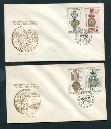 CZECHOSLOVAKIA 1965  two covers  stamped  F.D.C. OLYMPICS GAMES  not travelled