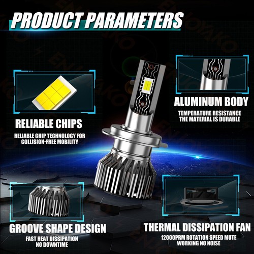 For Mini Cooper 2002-2007 4x LED Headlight Kit High Low Beam Light Bulbs 6500K - Foto 2 di 11