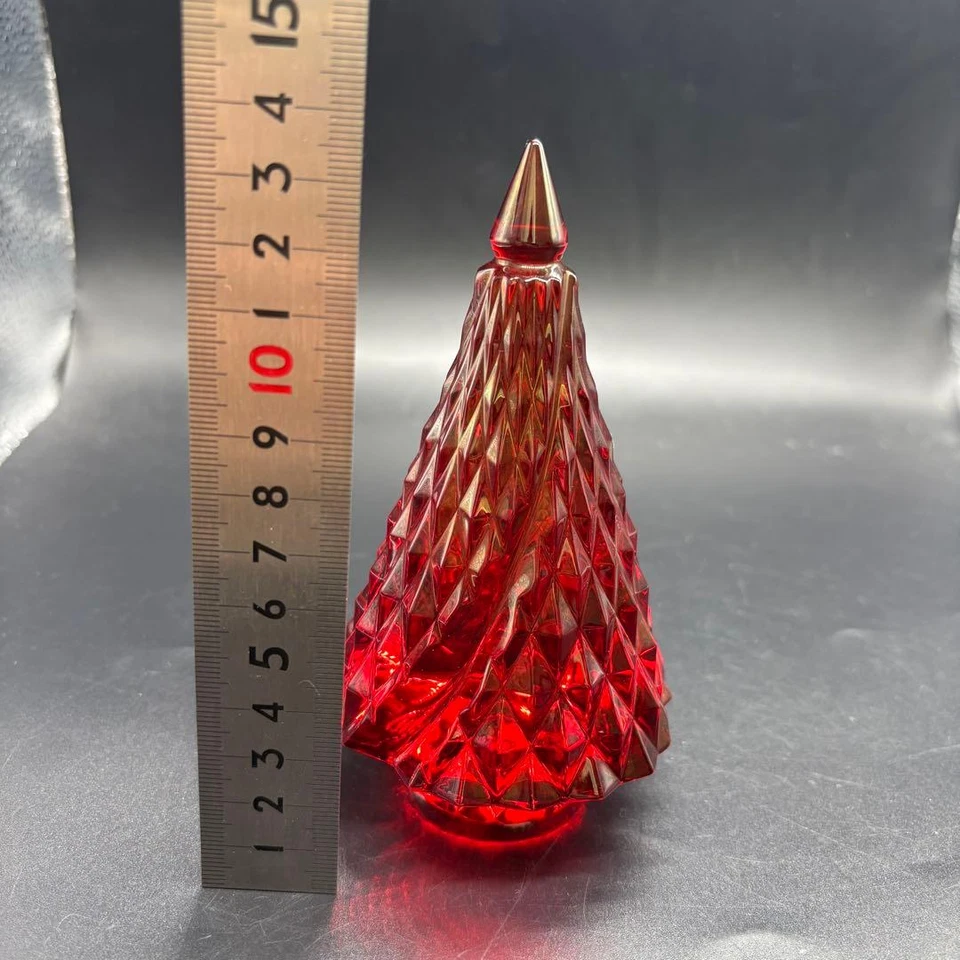 Árbol de Navidad Baccarat Usado Interior Cristal Rojo con Caja de JAPÓN Foto 3 de 4