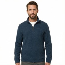 NEW Dockers Men's M Blue Quarter Zip Pullover Sweater Cotton M0521