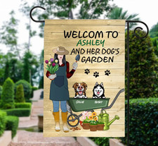 Personalized Welcome To My Garden Dogs Custom Garden Flag Outdoor Decor