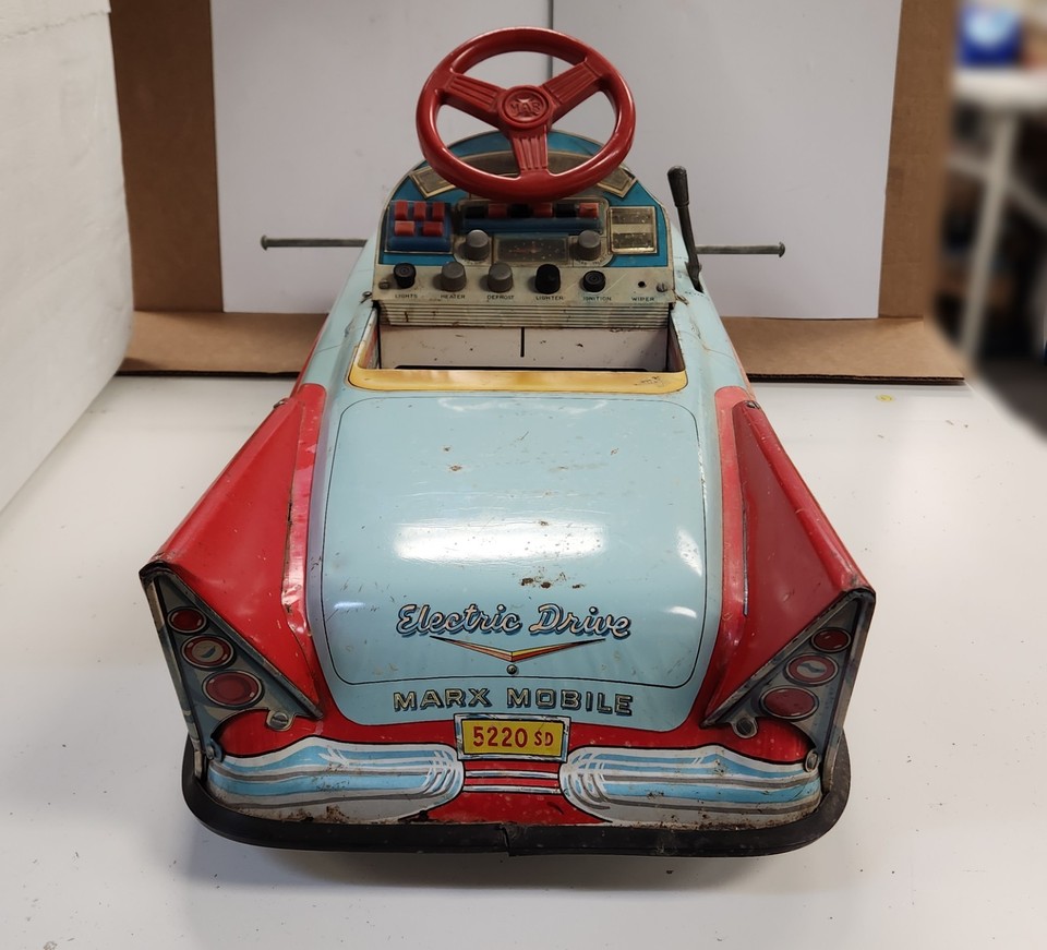 Marx Battery Ride Vintage 1950s Marx Electric Mobile Kids Metal Ride On Battery Operated ...