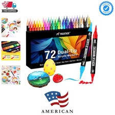 72 Colors Acrylic Paint Markers, Dual Tip with Fine Tip and Brush Tip Pens fo...