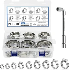 66Pcs Heavy Duty Hose Clamps Set with Hexagonal Socket Wrench, 304 Stainless Ste