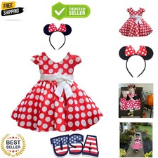 Girls Toddlers Cap Sleeves Skirt Vintage Polka Dot Dress with Headband