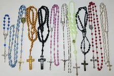 Catholic Rosary Tenner Glass Wood Acrylic Glow in the Dark Blue Pink Lot of 10