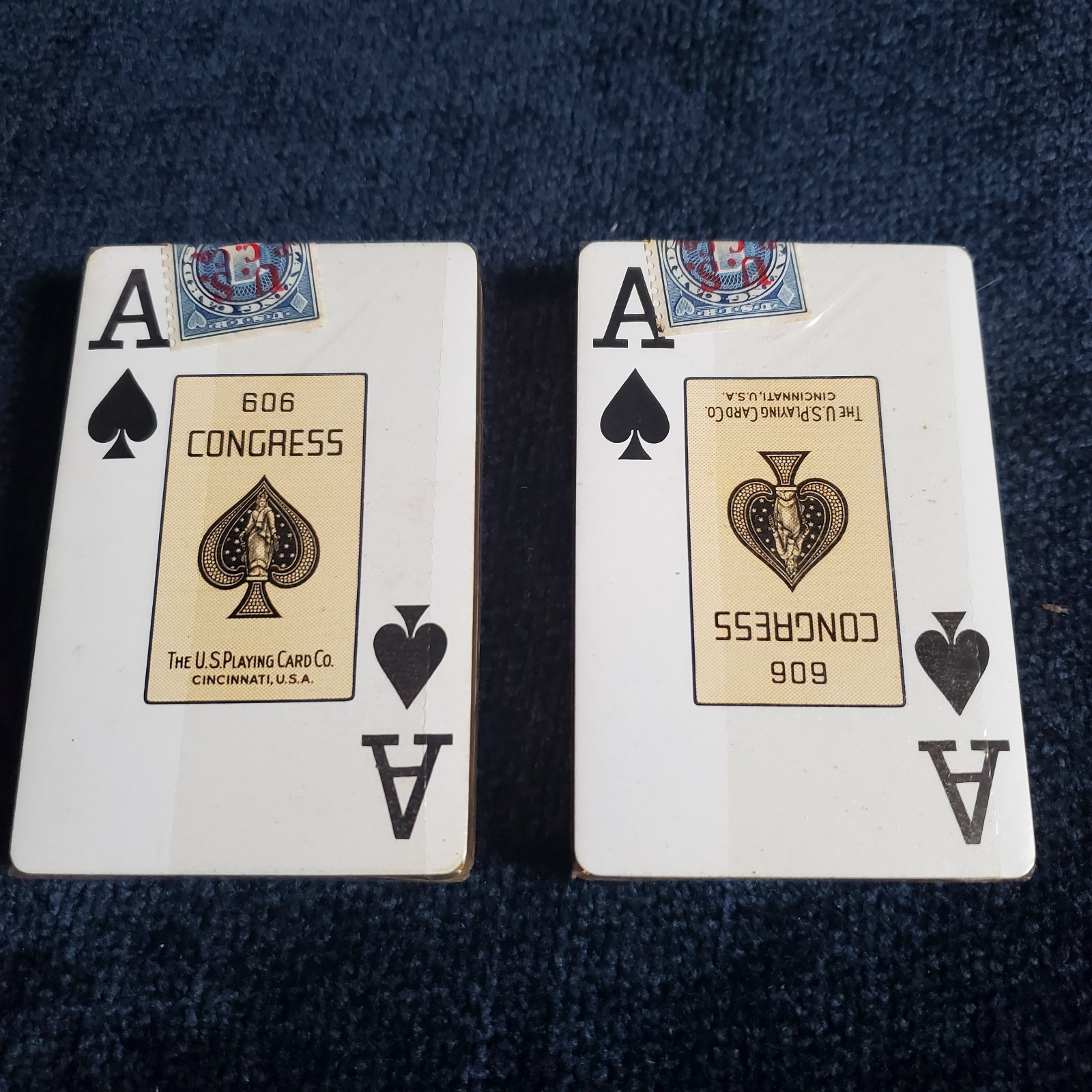606 Congress Playing Cards Canasta Sealed Lot 2 Tax Stamps Jumbo Index Gold Edge