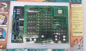 CAPCOM UN SQUADRON Arcade Game Board Set, Marquee, Bezel & Manual #9969