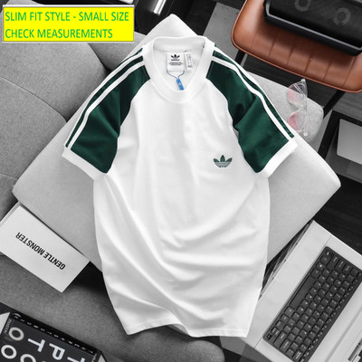 ADIDAS ORIGINALS 3-STRIPES CALIFORNIA Retro Trefoil TEE SHIRT ~ GREEN SLIM FIT