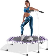 48'' Fitness Trampoline Adjustable Handle Bar Silent Trampoline Bungee Trainer
