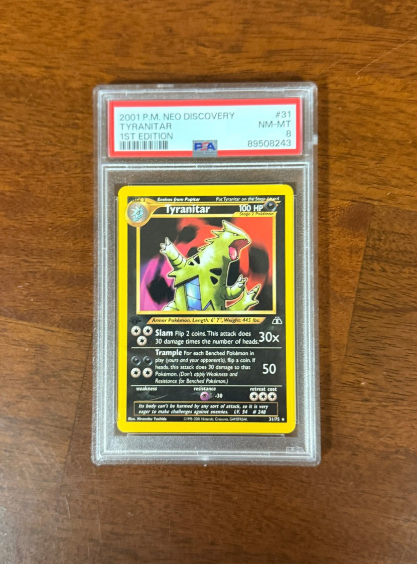 1st Edition Tyranitar, NM-MT PSA 8, 2001 Pokémon Neo Discovery, 31/75