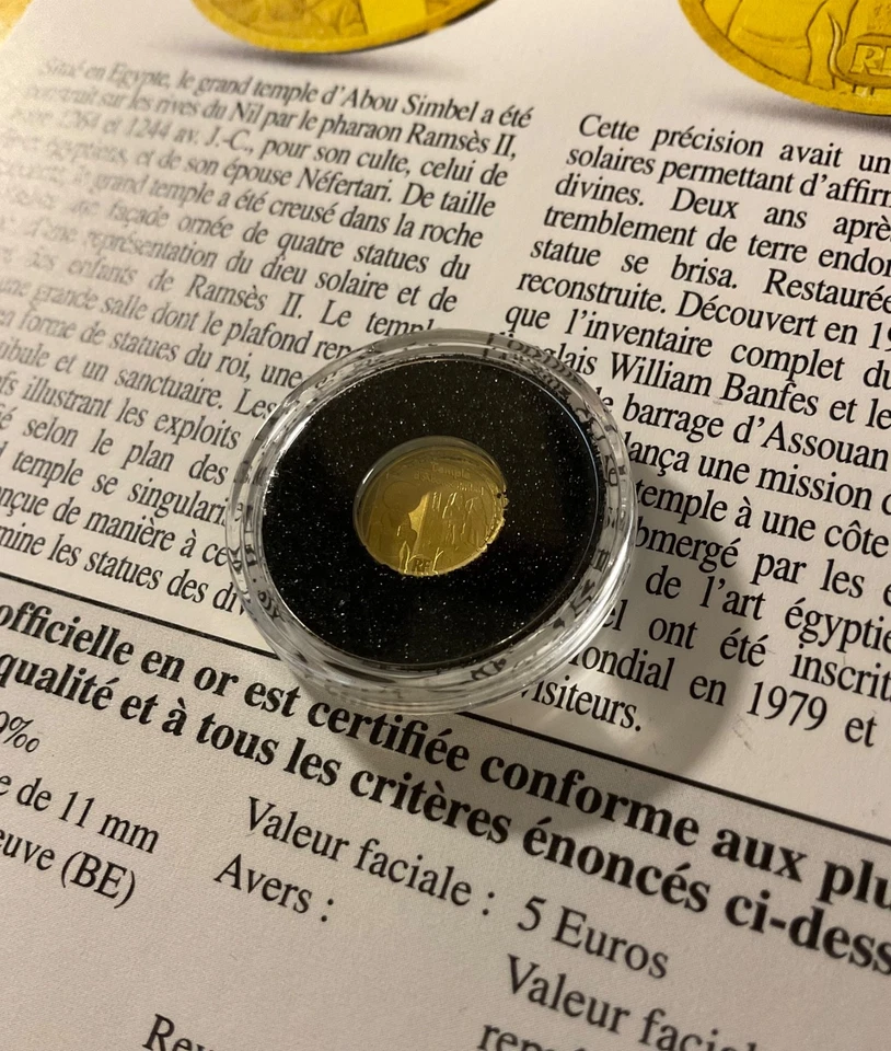 5 EURO 2012 LE TEMPLE D’ABOU SIMBEL PATRIMOINE MONDIAL UNESCO MONNAIE OR FRANCE - Photo 2/3