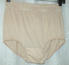 VTG NEW SZ 8 BALI IVORY STRETCH NYLON LACE FULL CUT GRANNY BRIEF PANTIES 2744