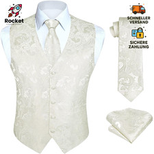 HISDERN Herren Hochzeit Weste Anzug Set Jacquard